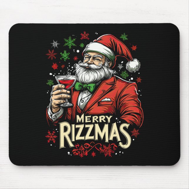 Mousepad Feliz engraçada Papais noeis de Rizzmas Natal (Frente)
