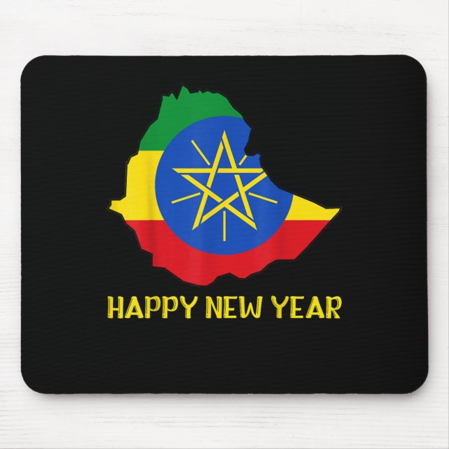 Mousepad Feliz Ethioan Ano Novo Ethioa Mapa Sinalizador Eti (Frente)