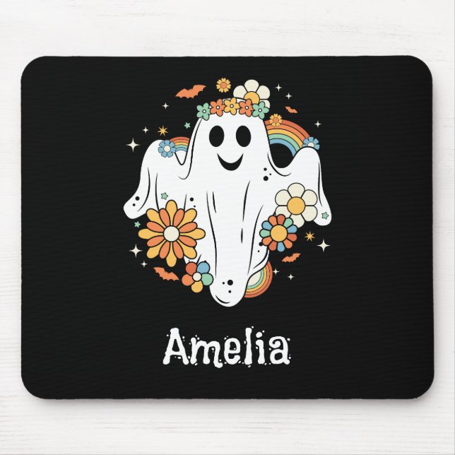 Mousepad Feliz Fantasma Retro Hippie Vibe (Frente)