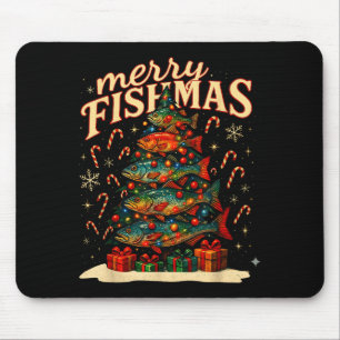 Mousepad Feliz Fishmas Design Divertido de Natal de Pesca