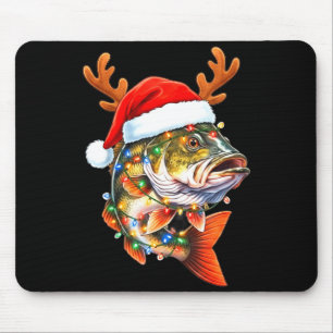 Mousepad Feliz Fishmas Piada B Pesca Natal Chapéu de Papai