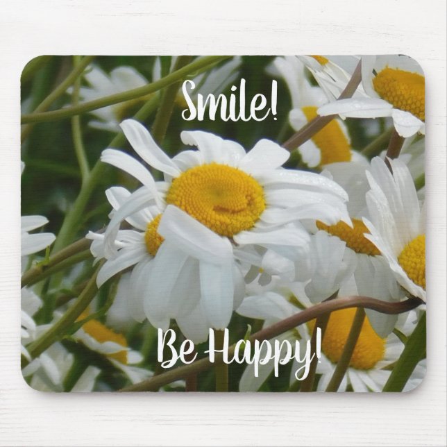 Mousepad Feliz Flor - Feliz Rosto Sorrindo Margarida (Frente)