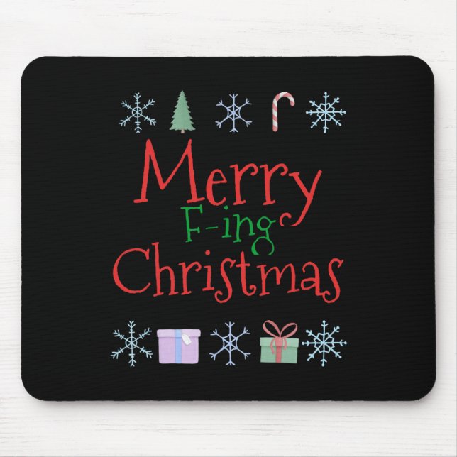 Mousepad Feliz Foring (f-ing) Natal Engraçado Sarcástico Qu (Frente)