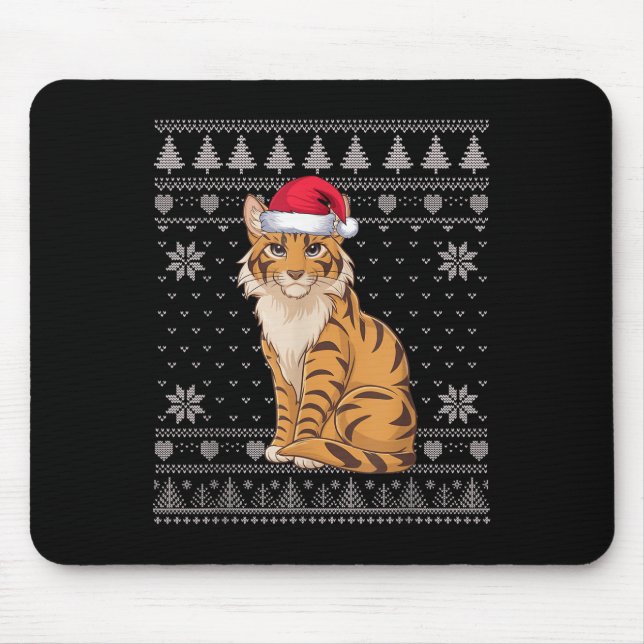 Mousepad Feliz Gato Gato Feio de Natal Papais noeis Xmas P (Frente)