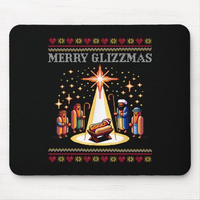 Mousepad Feliz Glizzmas Tacky Engraçado Feliz Cachorro Quen (Frente)
