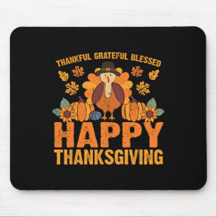 Mousepad Feliz Graças Abençoado Ação de Graças à Turquia Ca