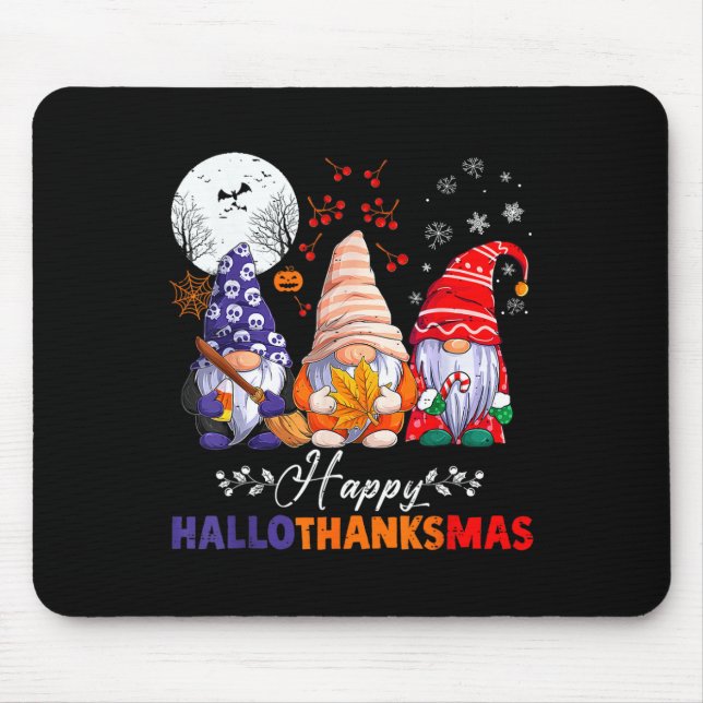 Mousepad Feliz Hallo de Natal de Ação de Graças de Hallowee (Frente)
