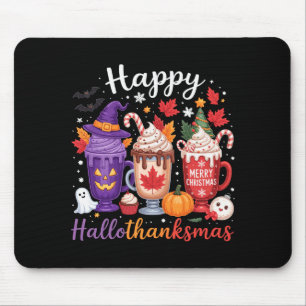 Mousepad Feliz Hallothanksmas Amante do Café Halloween Aleg