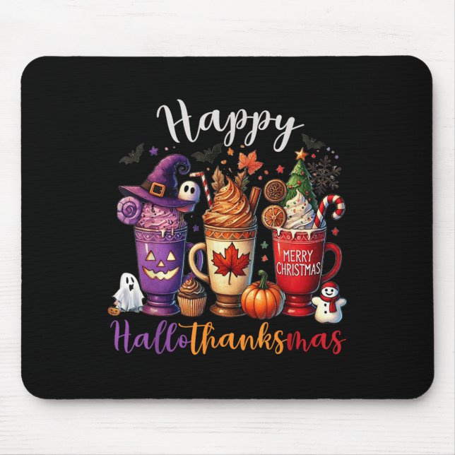 Mousepad Feliz Hallothanksmas Café Feliz do Halloween (Frente)