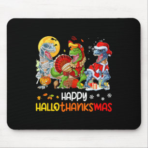 Mousepad Feliz Hallothanksmas Dia de Ação de Graças Dinossa