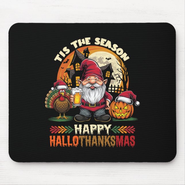 Mousepad Feliz Hallothanksmas Halloween Dia de Ação de Graç (Frente)