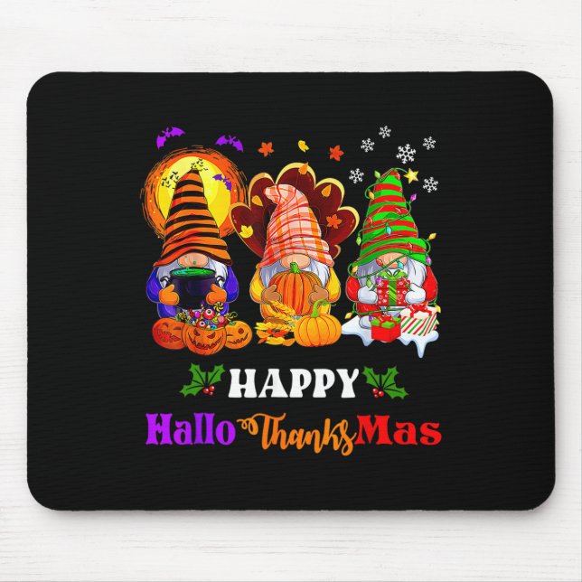 Mousepad Feliz Hallothanksmas Três Feliz de Halloween dos G (Frente)