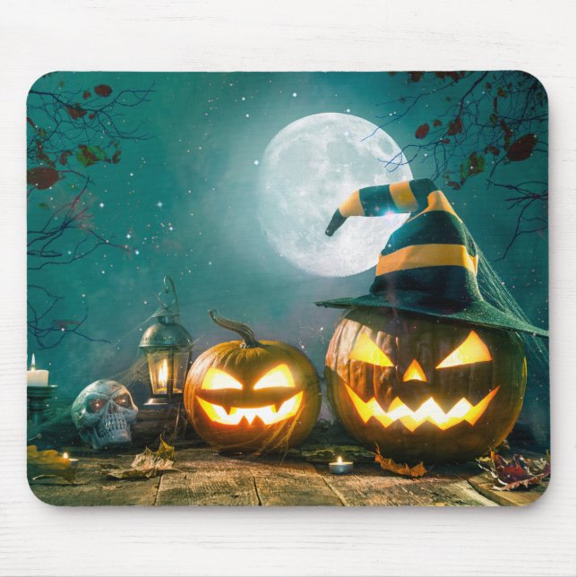 Mousepad Feliz Halloween Art Engraçado Jack O Lanterna Hall (Frente)