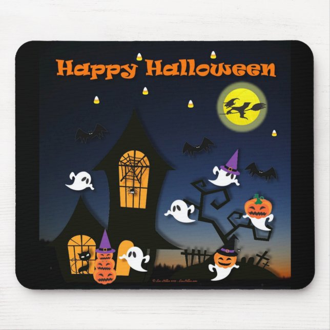 Mousepad Feliz Halloween, Casa Assombrada (Frente)
