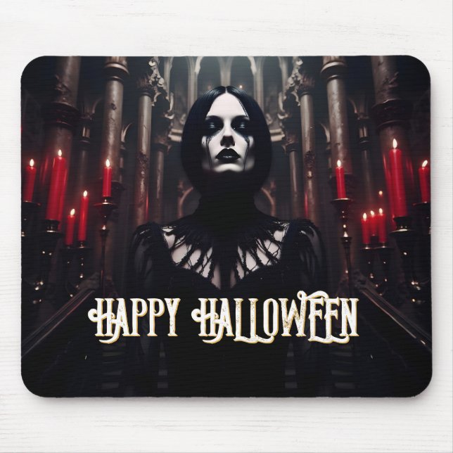 Mousepad Feliz Halloween - Celebração Gótica Escura (Frente)