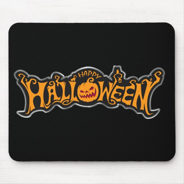 Mousepad Feliz Halloween Ruby Eye Pumpkin Silver Frame (Frente)