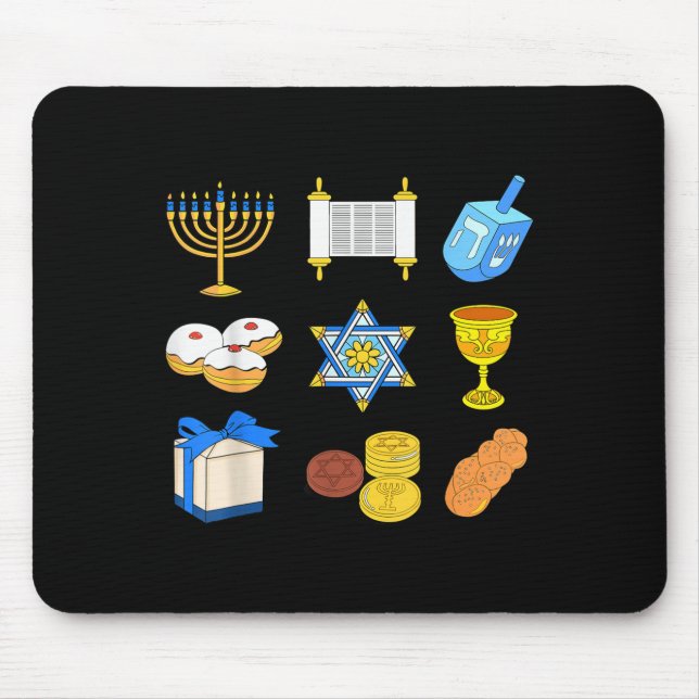 Mousepad Feliz Hanukkah Menorah Família Judaica do Natal (Frente)