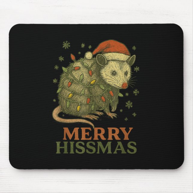 Mousepad Feliz Hissmas Ssum Santa Hat Xmas Homens Luzes Mul (Frente)