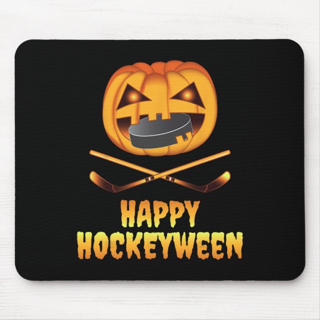 Mousepad Feliz Hockeybetween Hockey Pumpkin Comendo Puck Fu (Frente)