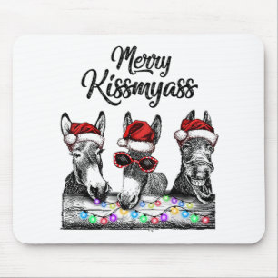 Mousepad Feliz Kissmyass Donkey Santa Hat String Luzes
