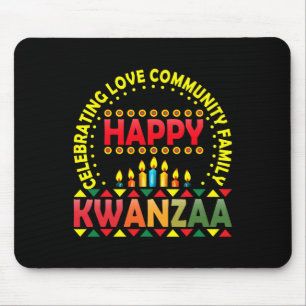 Mousepad Feliz Kwanzaa Celebrando Amor Kinara Natal Af