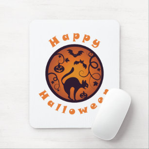 Mousepad Feliz lanterna do Halloween aranhas e morcegos neg