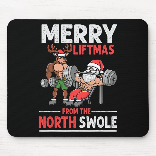 Mousepad Feliz Liftmas Do Peso Dos Papais noeis Musculares  (Frente)