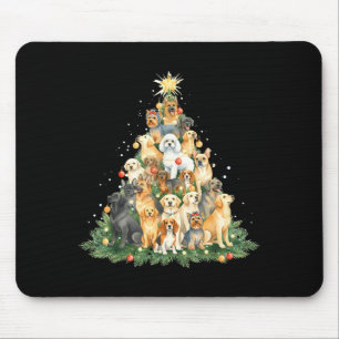 Mousepad Feliz Lobo Natal Patas Feriados Cães Cachorros Árv
