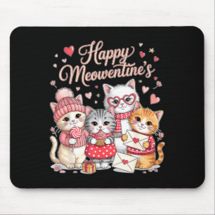 Mousepad Feliz Meowentines Fofo Dia dos Namorados Amantes d