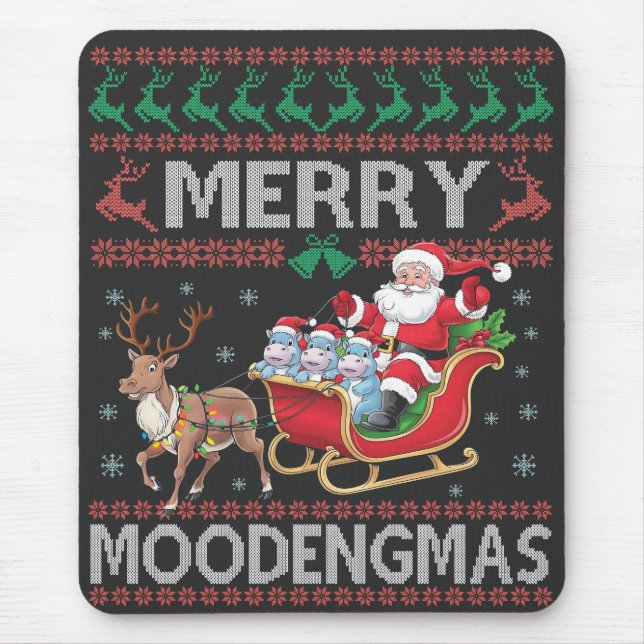 Mousepad Feliz MooDengmas Moo Deng Papais noeis de Natal Hi (Frente)