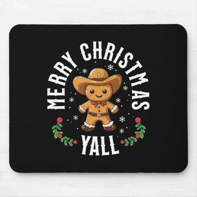 Mousepad Feliz Natal a todos Gingerbread Cowboy Como vai Oe (Frente)