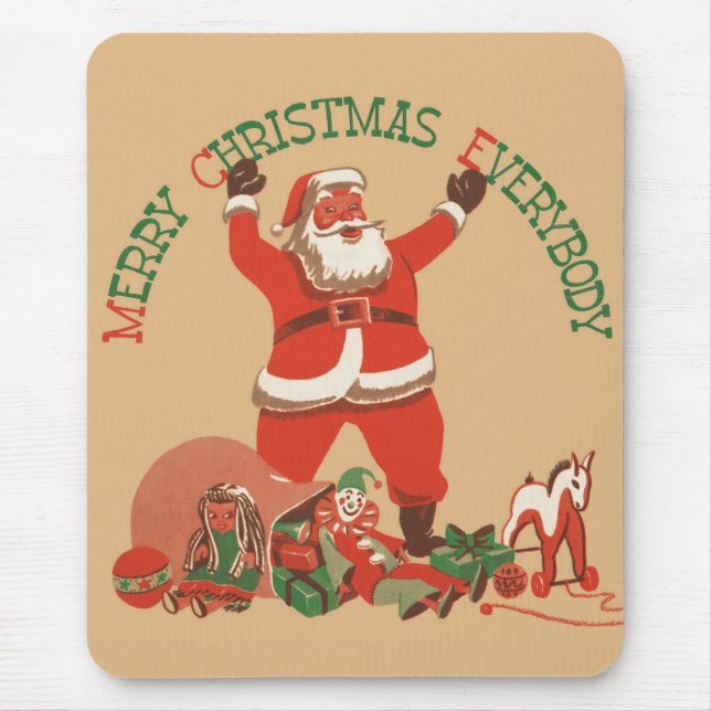Mousepad Feliz Natal a Todos! Santa Claus Vintage (Frente)