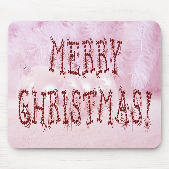 Mousepad Feliz Natal Bauble e Stars Font (Frente)