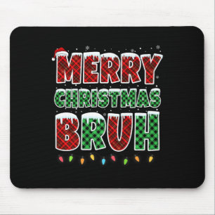 Mousepad Feliz Natal Bruh Red Green Xadrez Xmas Luzes F