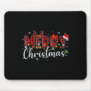 Mousepad Feliz Natal Buffalo Xadrez Red Santa Hat Xmas P