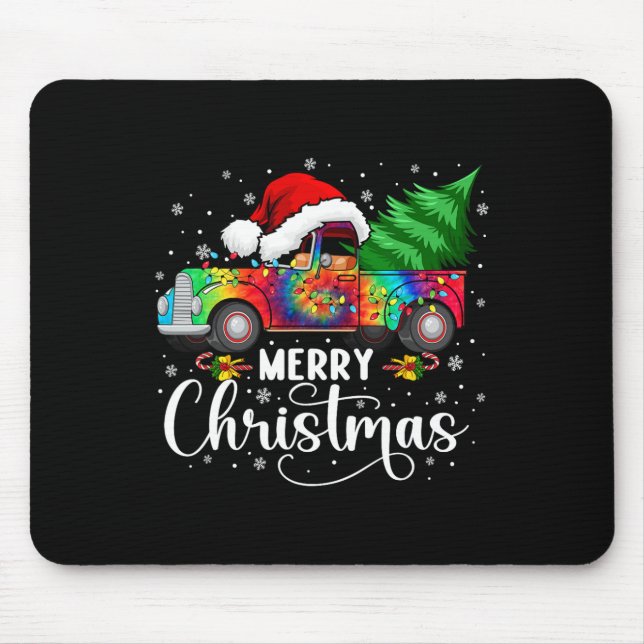 Mousepad Feliz Natal Caminhão Árvore Santa Hat Lights Match (Frente)