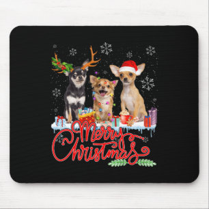 Mousepad Feliz Natal Chihuahua Dogs Papais noeis Reindeer L