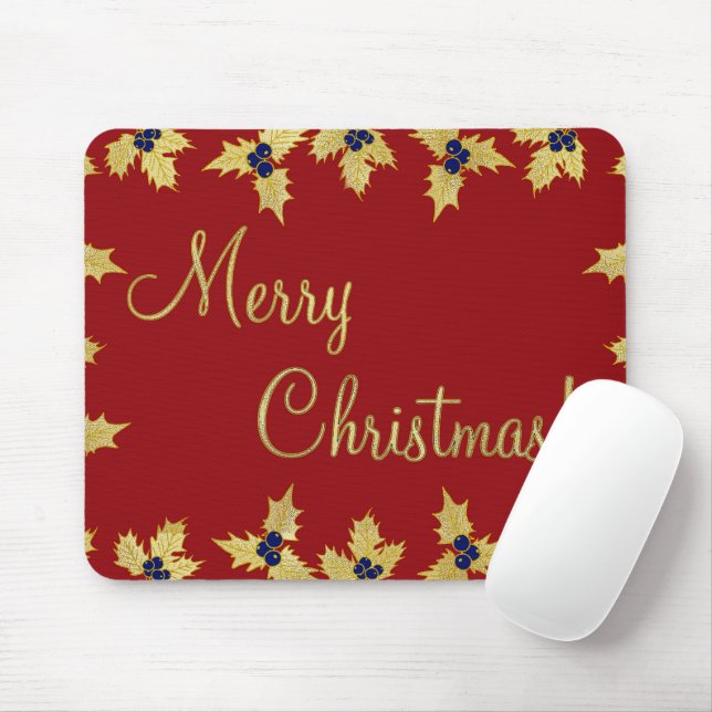 Mousepad Feliz Natal com Berries Azuis (Com mouse)