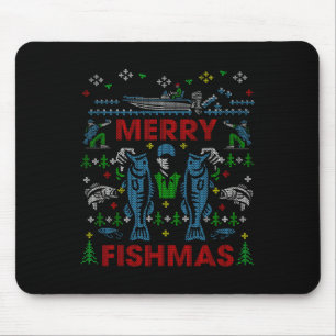 Mousepad Feliz Natal dos Peixes Camiseta Feia de Natal de P