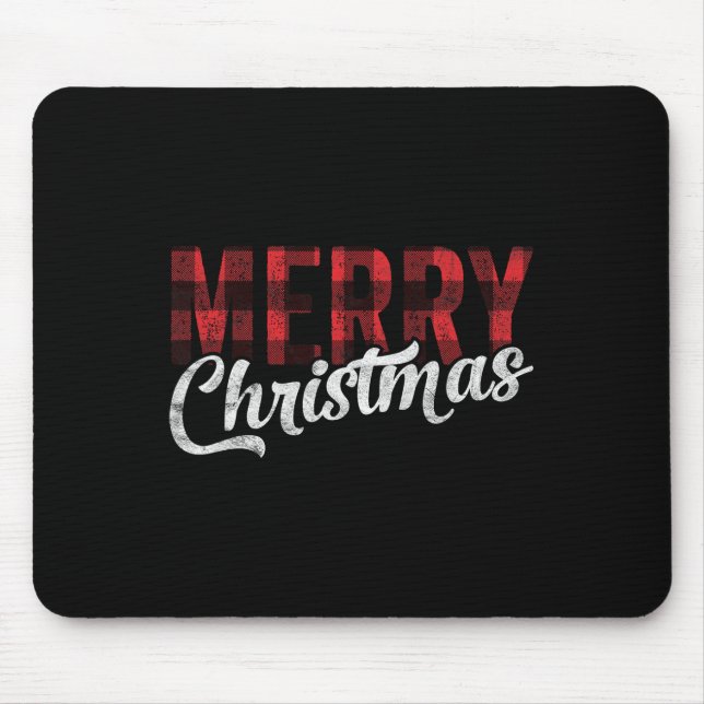 Mousepad Feliz Natal Família de Presentes Xmas Xadrez Verme (Frente)