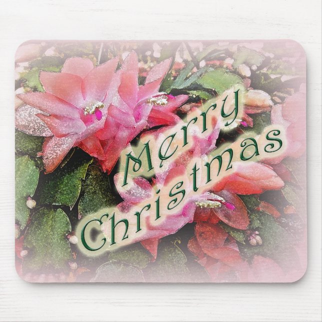 Mousepad Feliz Natal Flores de Cactus 2 (Frente)