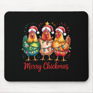 Mousepad Feliz Natal Galinha Galo Papai Noel Chapeu Galinha