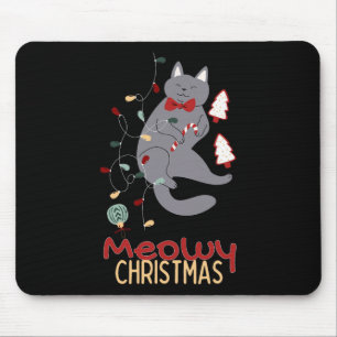Mousepad Feliz Natal Gato Luzes de Natal1