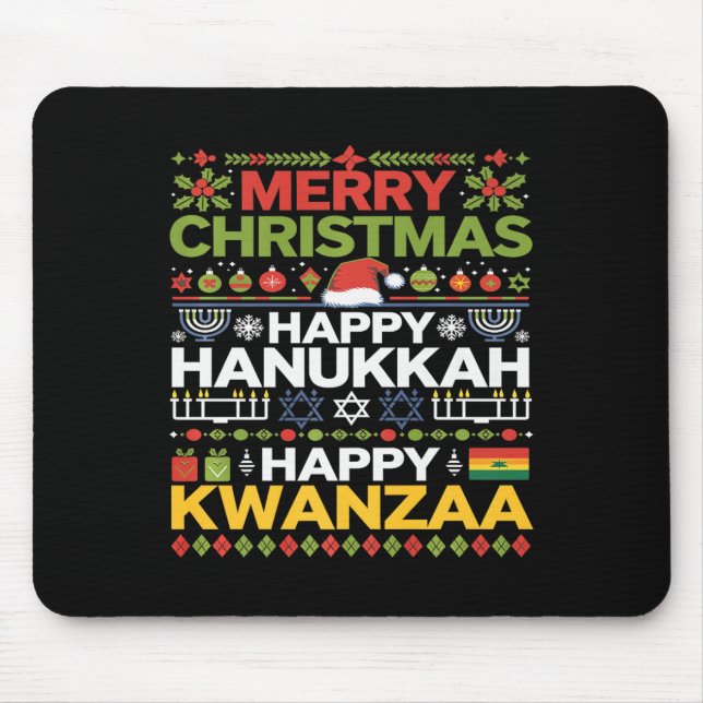 Mousepad Feliz Natal Hanukkah Feliz Kwanzaa 12 (Frente)