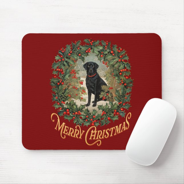 Mousepad Feliz Natal Labrador Retriever (Com mouse)