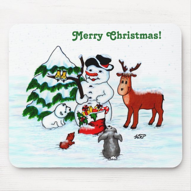 Mousepad Feliz Natal! Neve com Amigos (Frente)