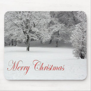 Mousepad Feliz Natal Neve e árvores