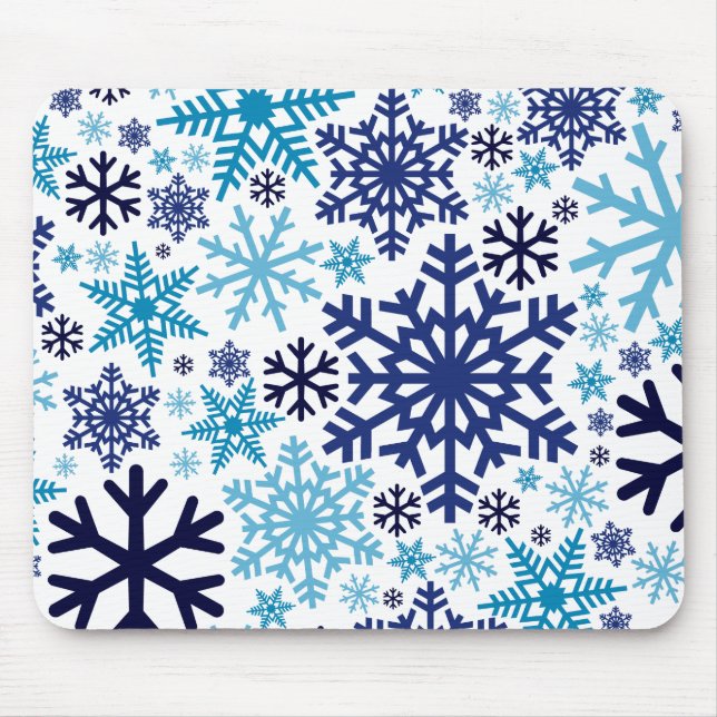 Mousepad Feliz Natal Padrão de Floco de Neve de inverno (Frente)