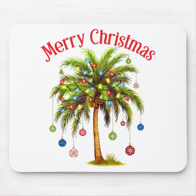 Mousepad Feliz Natal Palm Tree Light Havaiana Tropical (Frente)