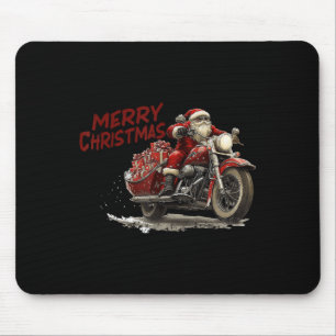 Mousepad Feliz Natal Papai Noel pilotando uma motocicleta a